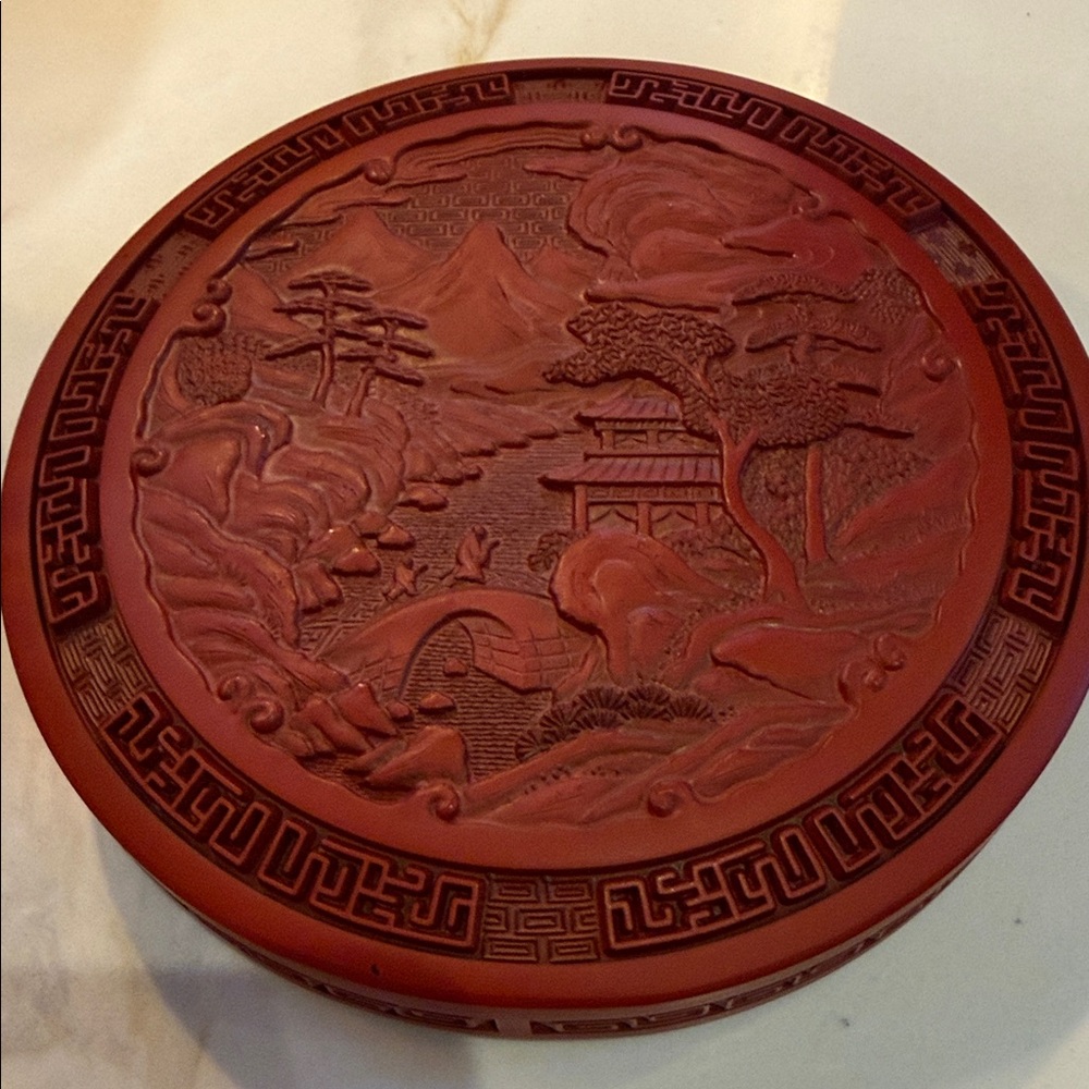 Decorative Red Circular Art Piece